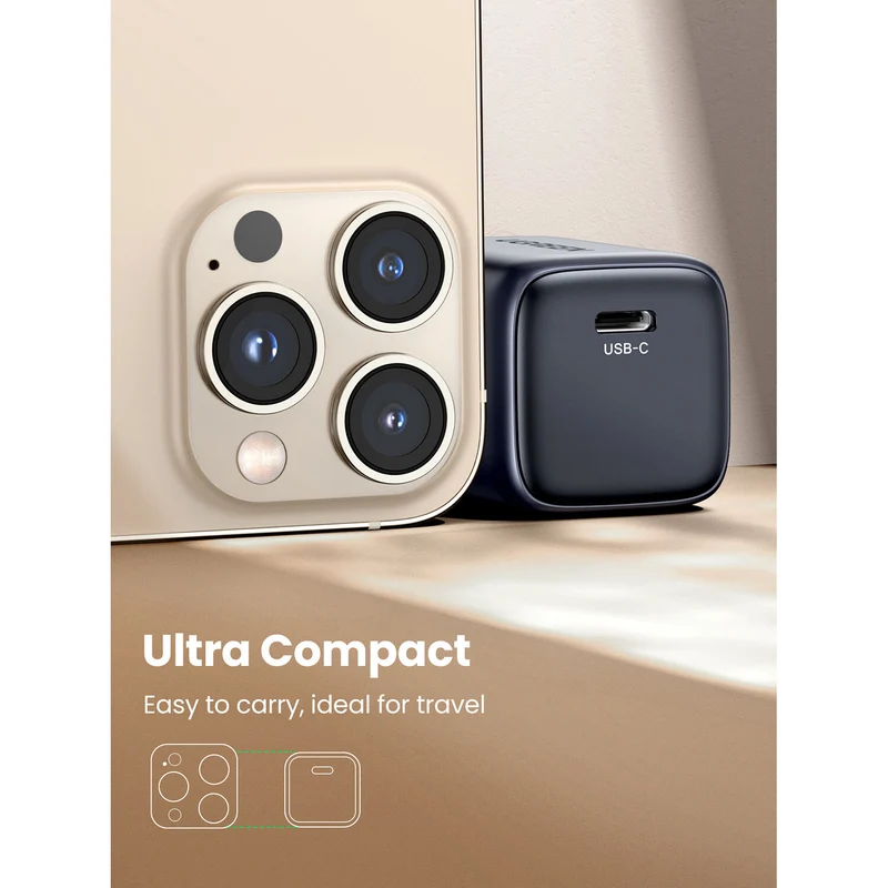 Cargador UGreen USB-C GaN 30W Carga Rápida Negro
