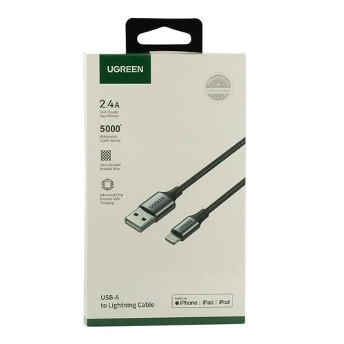 Cable USB-A a Lightning UGreen Trenzado 2m Negro
