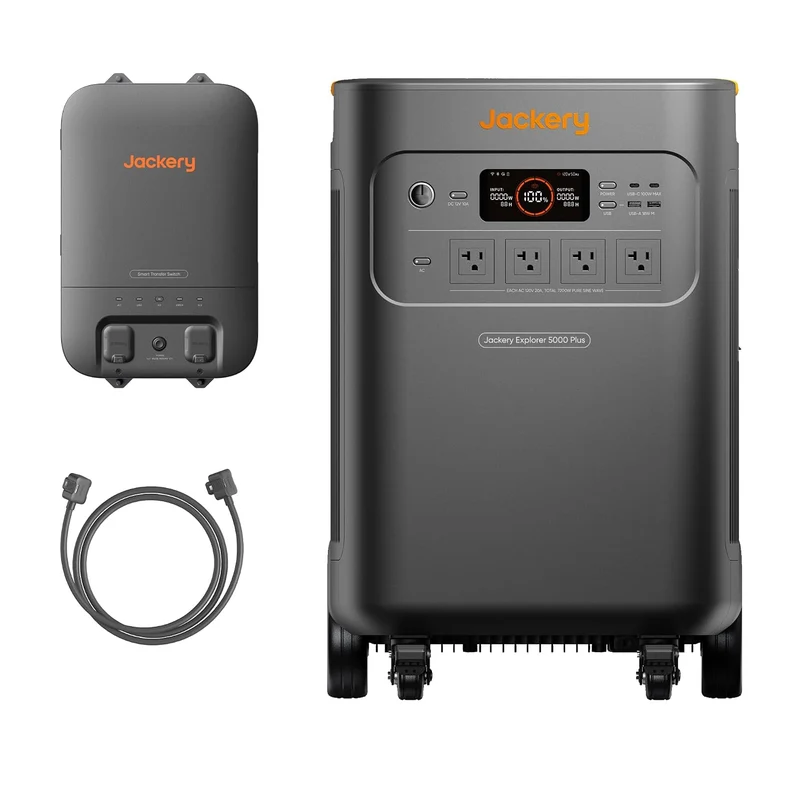 Estación de Energía Portátil Jackery Explorer 5000 Plus, 5040 Wh, 7200 W, con Interruptor de Transferencia, Negro