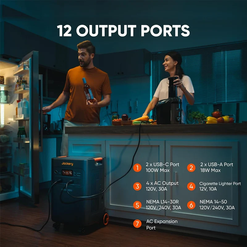 Estación de Energía Portátil Jackery Explorer 5000 Plus, 5040 Wh, 7200 W, con Interruptor de Transferencia, Negro