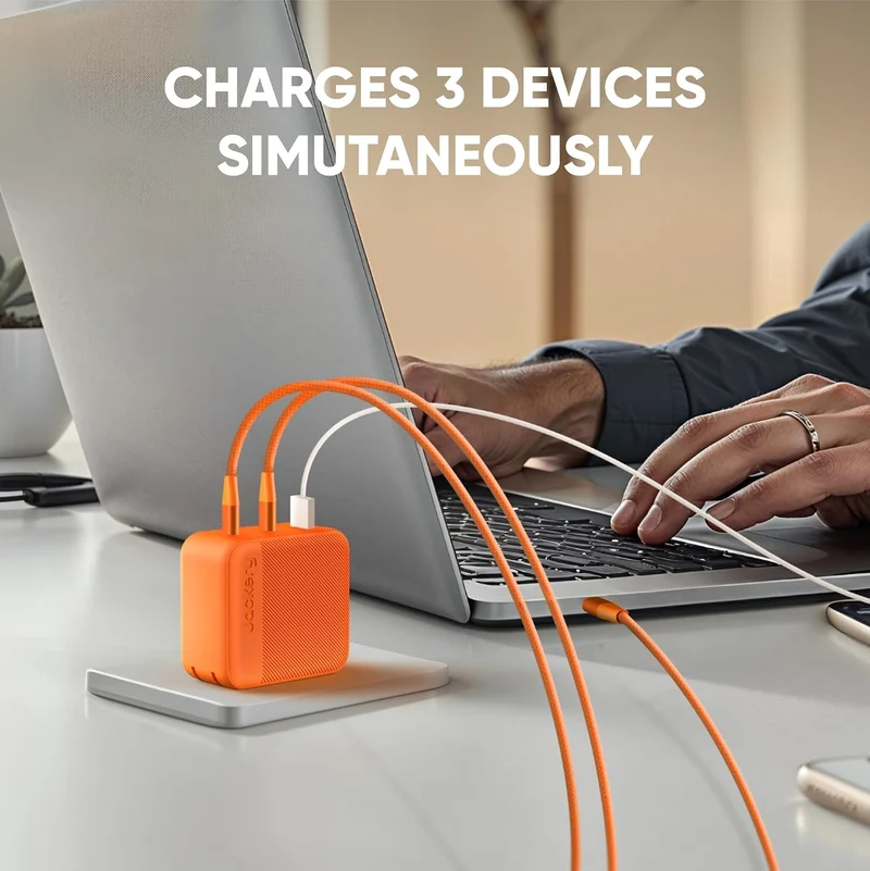 Cargador Jackery 102W GaN 3-Port Fast, Naranja
