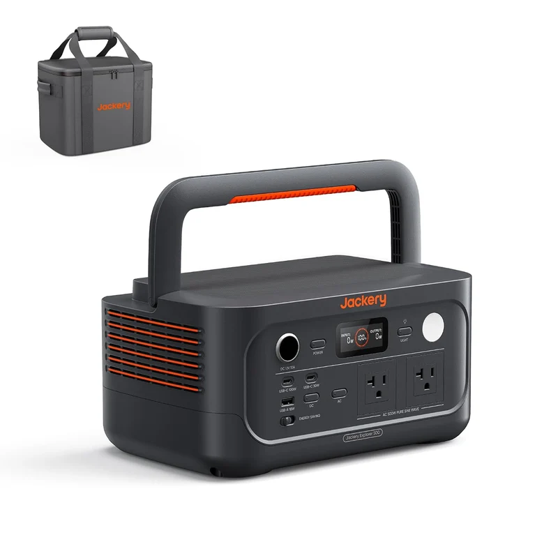 Estación de Energía Portátil Jackery Explorer 500 v2, 512 Wh, 500 W, con Bolso de Transporte