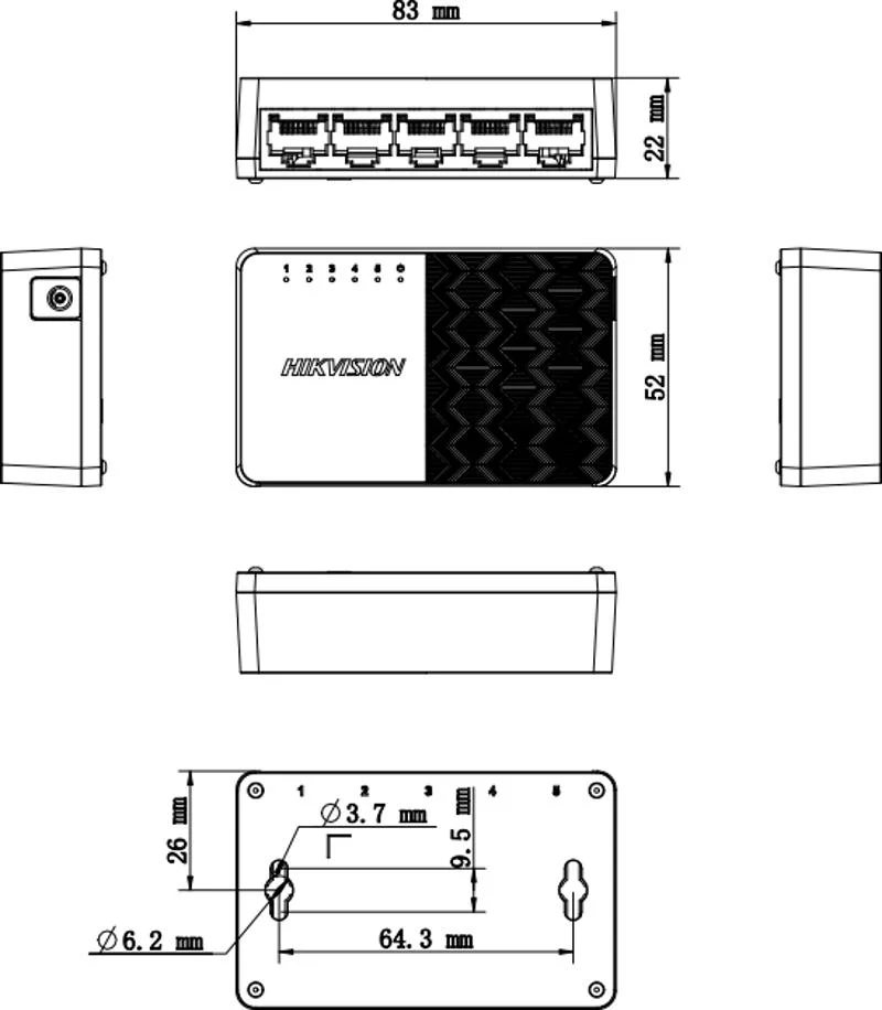 Switch Hikvision SOHO DS-3E0105D-O 5 Puertos Fast Ethernet