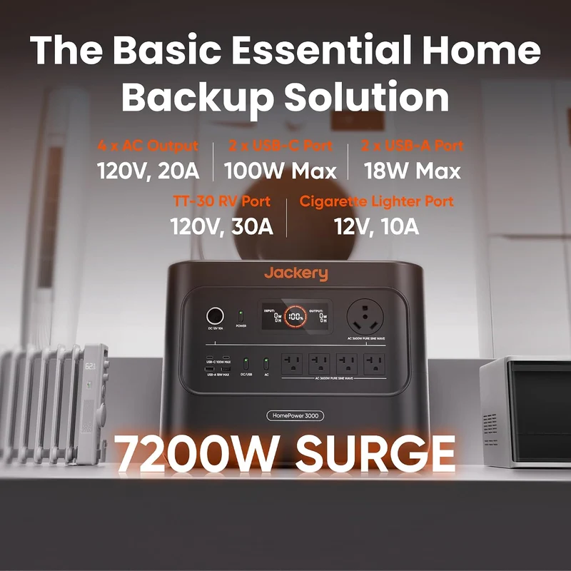Estación de Energía Portátil Jackery HomePower 3000, 3072 Wh, 3600 W