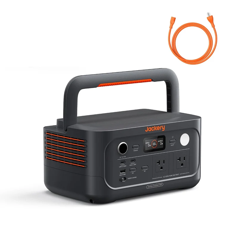 Estación de Energía Portátil Jackery Explorer 500 v2, 512 Wh, 500 W, Negro