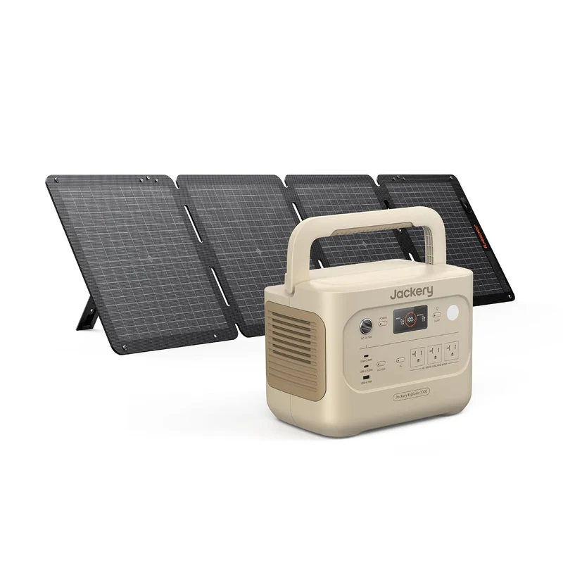 Estación de Energía Portátil Jackery HomePower 1000 v2, 1070 Wh, 1500 W, con Panel Solar de 100 W, Blanco Duna