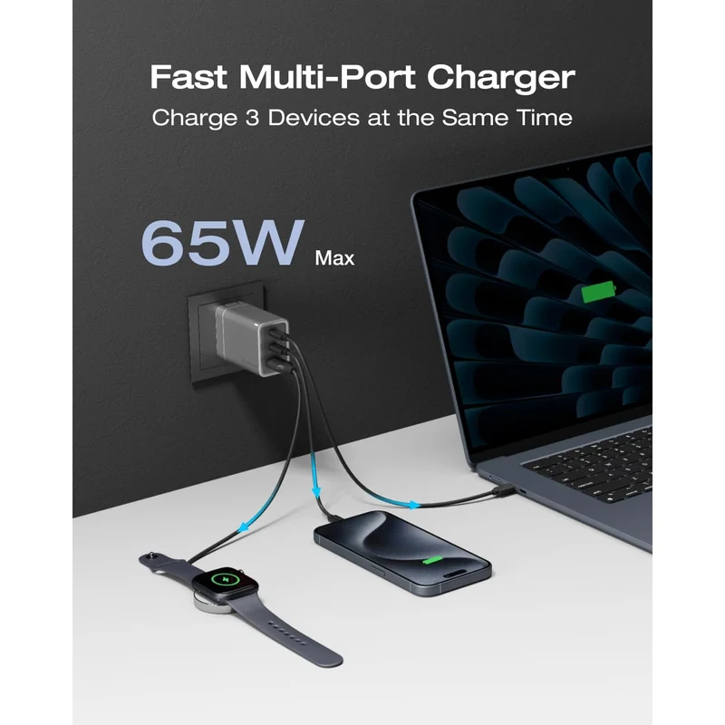 Cargador EcoFlow USB C, 65 W