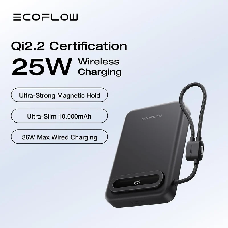Power Bank EcoFlow RAPID, 10,000 mAh, Carga 25 W, Negro