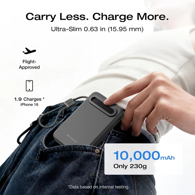 Power Bank EcoFlow RAPID, 10,000 mAh, Carga 25 W, Negro