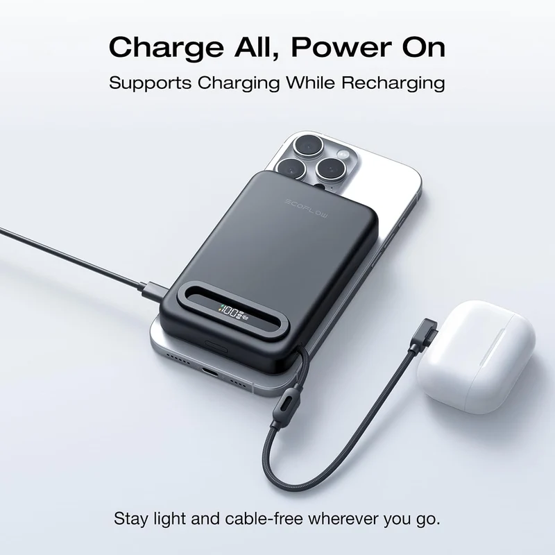 Power Bank EcoFlow RAPID, 10,000 mAh, Carga 25 W, Negro