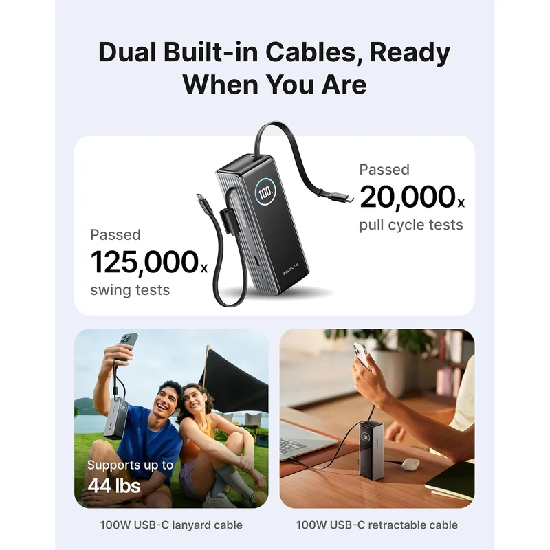 Power Bank EcoFlow RAPID, 25000 mAh, Carga 100 W, Silver