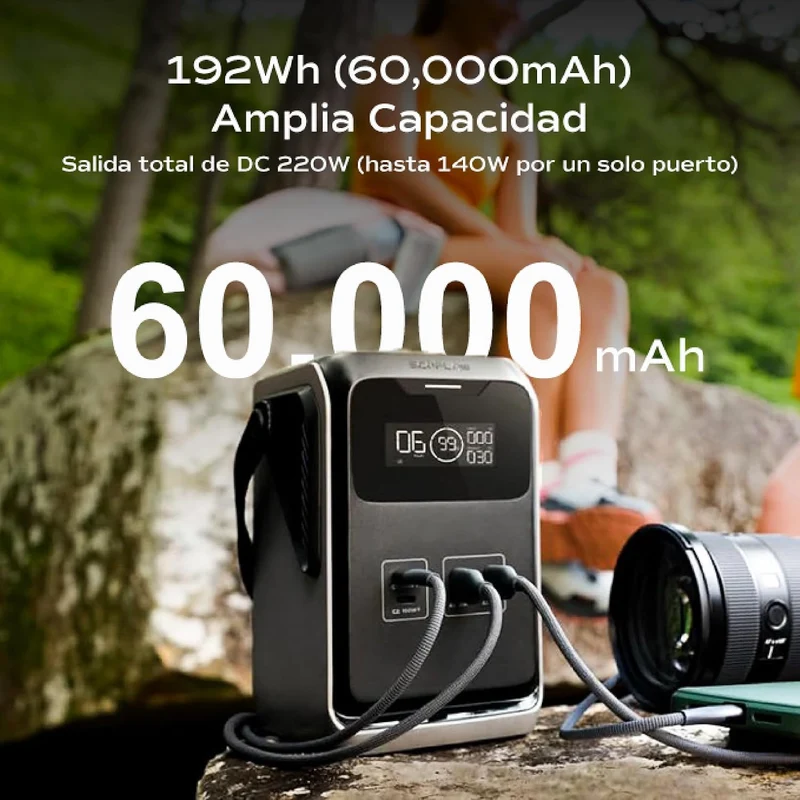 Power Bank EcoFlow TRAIL, Carga 220 W, Negro y Gris
