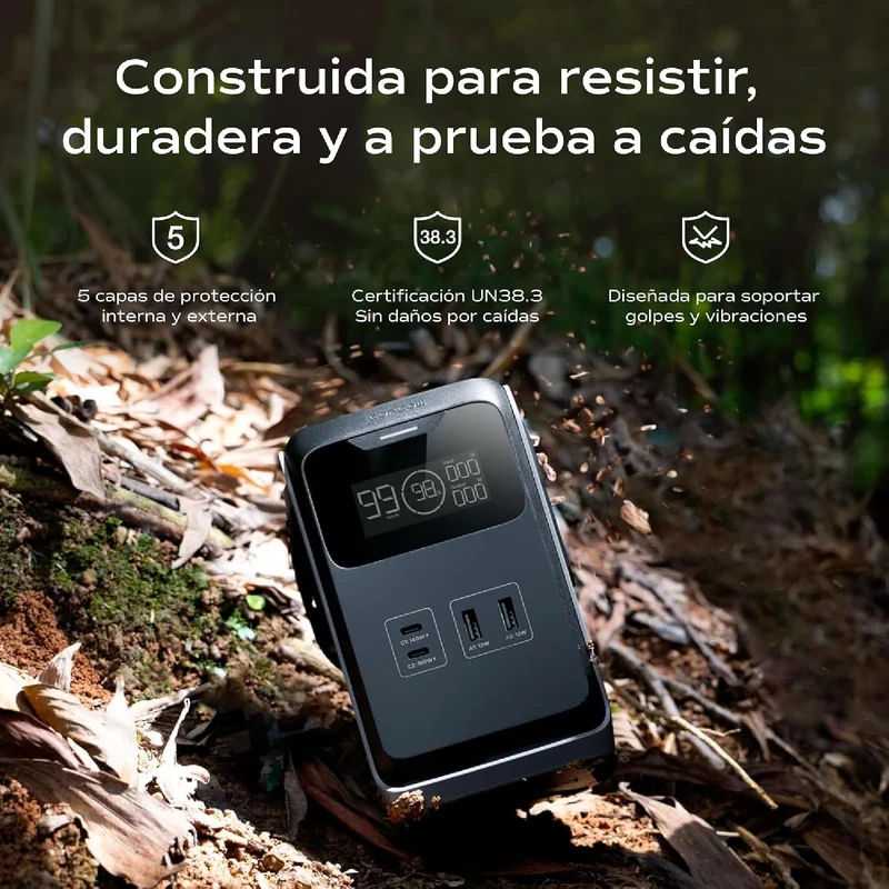 Power Bank EcoFlow TRAIL, Carga 220 W, Negro y Gris