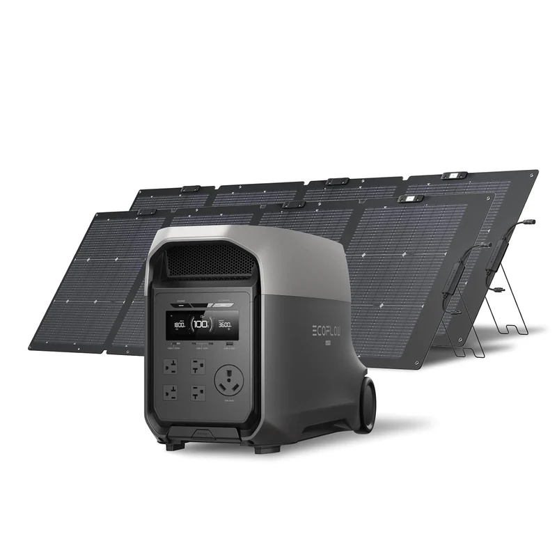 Estación de Energía Portátil EcoFlow DELTA 3 Ultra, 3072 Wh, 3600 W, con 2 Paneles Solares de 220 W