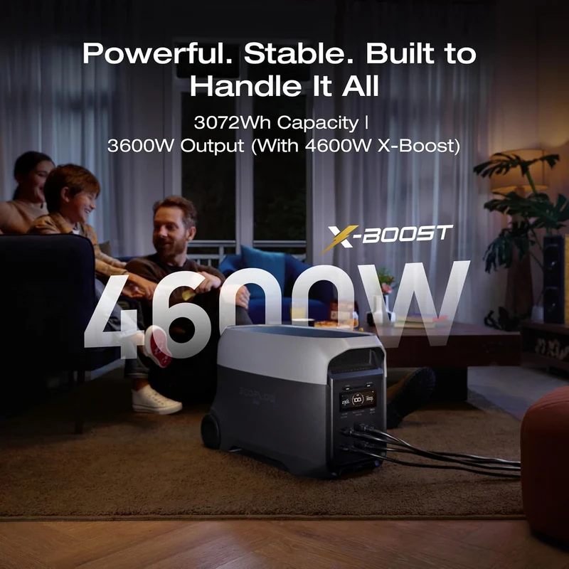 Estación de Energía Portátil EcoFlow DELTA 3 Ultra, 3072 Wh, 3600 W, con Panel Solar de 400 W