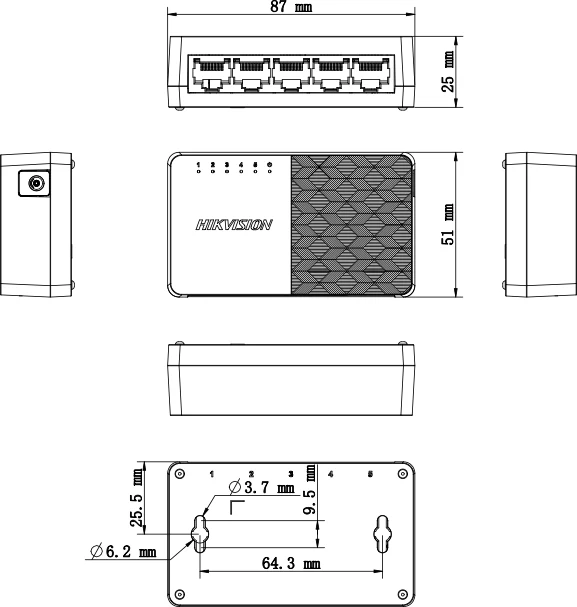 Switch Hikvision SOHO DS-3E0505D-O 5 Puertos Gigabit