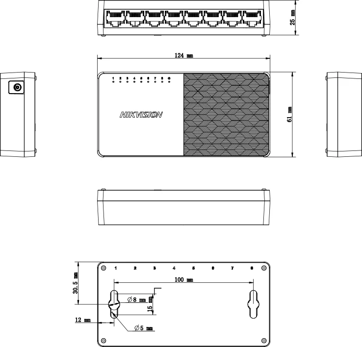 Switch Hikvision SOHO DS-3E0508D-O 8 Puertos Gigabit
