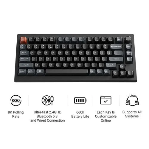 Teclado Mecánico Inalámbrico Keychron V1 Ultra 8K Hot-Swap Negro