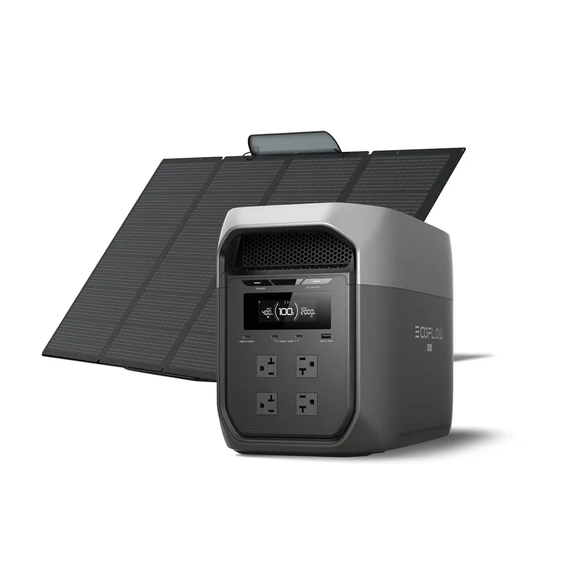 Estación de Energía Portátil EcoFlow DELTA 3 Max, 2048 Wh, 2400 W, con Panel Solar de 400 W