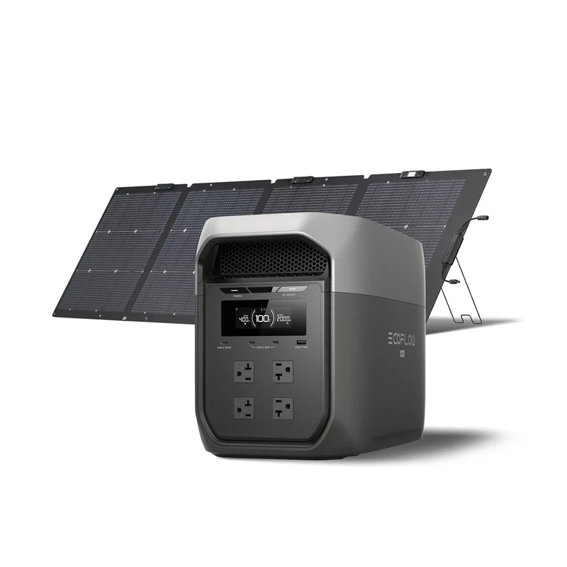 Estación de Energía Portátil EcoFlow DELTA 3 Max, 2048 Wh, 2400 W, con Panel Solar de 220 W
