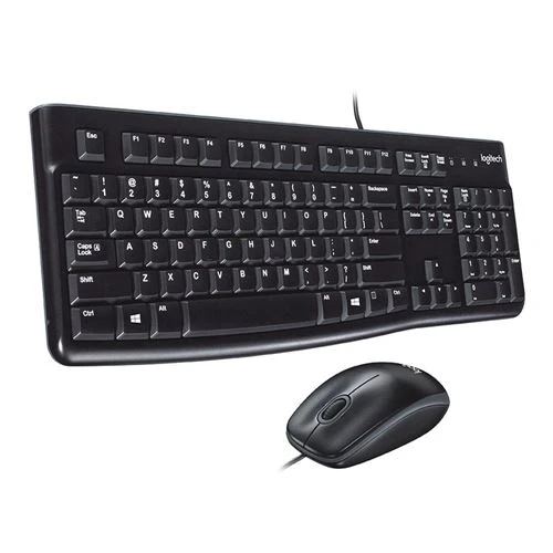 Combo Teclado y Mouse Alámbrico Logitech MK120 Full-Size Perfil Bajo Negro
