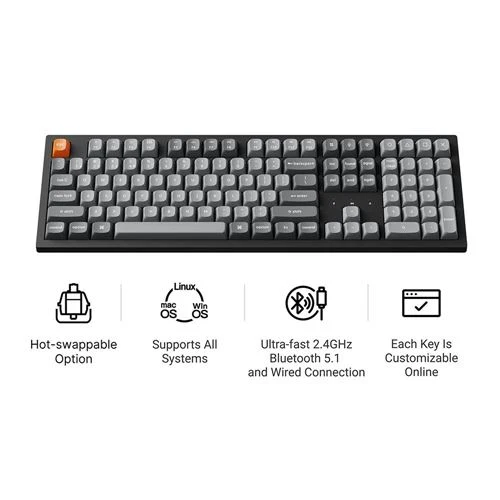 Teclado Gaming Mecánico Inalámbrico Keychron K10 Max Full-Size Hot-Swappable QMK/VIA Negro