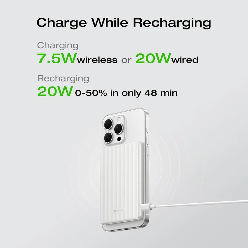 Power Bank EcoFlow RAPID, 5,000 mAh, Blanco