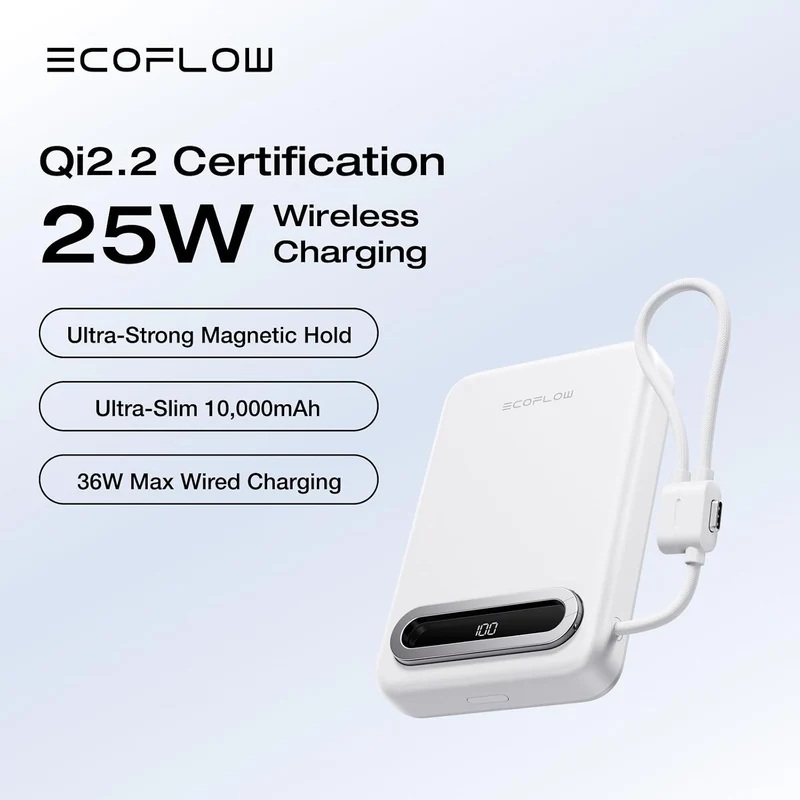 Power Bank EcoFlow RAPID, 10,000 mAh, Carga 25 W, Blanco
