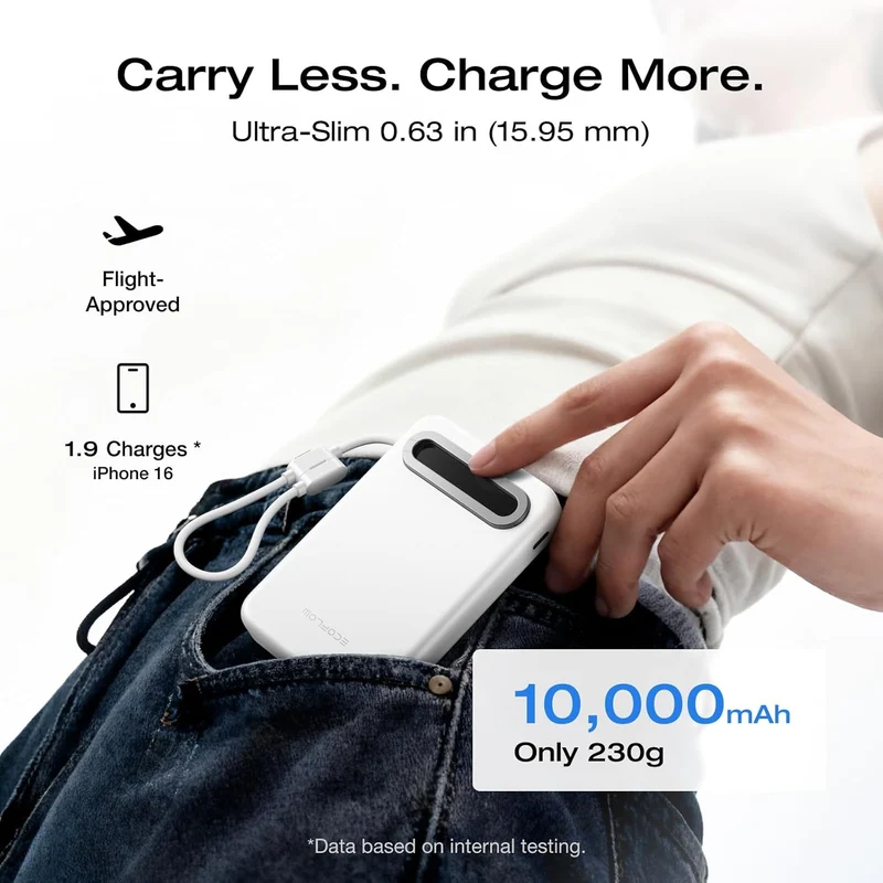 Power Bank EcoFlow RAPID, 10,000 mAh, Carga 25 W, Blanco