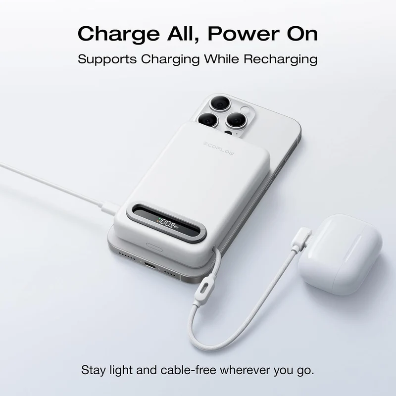 Power Bank EcoFlow RAPID, 10,000 mAh, Carga 25 W, Blanco