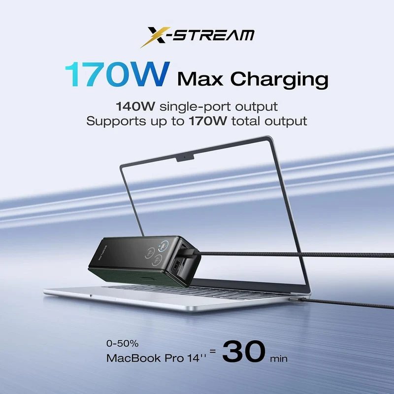 Power Bank EcoFlow para Laptop, 25,000 mAh, Carga 170 W, Verde