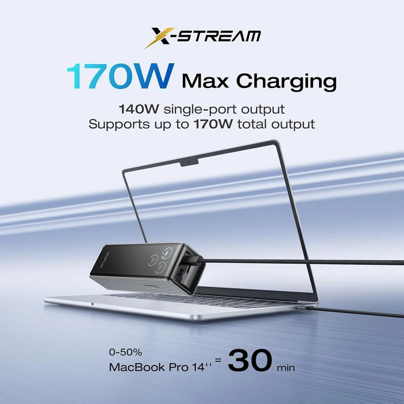 Power Bank EcoFlow para Laptop, 25,000 mAh, Carga 170 W, Silver
