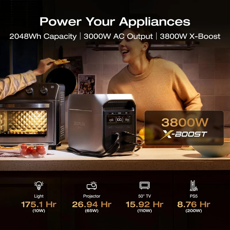 Estación de Energía Portátil EcoFlow DELTA 3 Max Plus, 2048 Wh, 3000 W