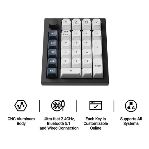 Teclado Numerico Keychron Q0 Max Inalambrico con Perilla, Negro