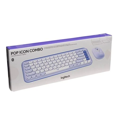 Teclado Mecanico Inalambrico Logitech POP Keys con Teclas Emoji, Lila y Blanco
