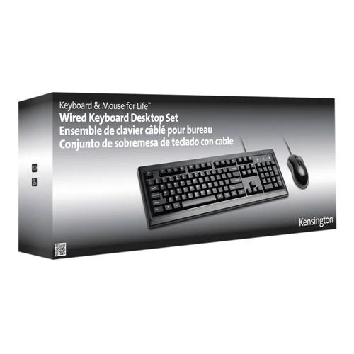 Combo Teclado y Mouse Kensington Keyboard for Life Cableado Negro