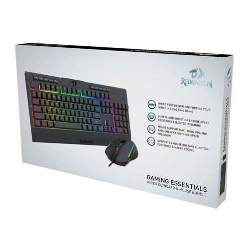Combo Teclado y Mouse Redragon Cableado Anti-Ghosting Negro