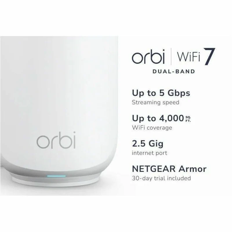 Router Netgear Orbi RBE372 Wi-Fi 7 IEEE 802.11be Ethernet Wireless Router