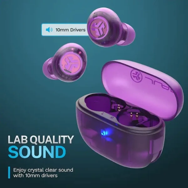 Audífonos JLab GO Pop ANC True Wireless Bluetooth con Cancelación Activa de Ruido - Morado Transparente