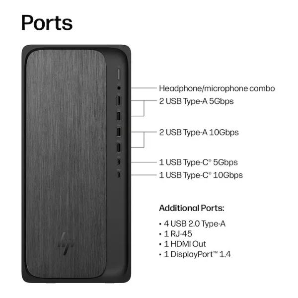 Computador HP OmniDesk AMD Ryzen 5 8500G (5 GHz) - 8 GB DDR5 - 512 GB NVMe M.2 - AMD Radeon 740M - 280 W - Win 11 Home - Gray Wood