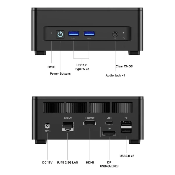Mini PC Minisforum UM760 Slim AMD Ryzen 5 7640HS (5 GHz) - 16 GB DDR5 - 512 GB NVMe M.2 - AMD Radeon 760M - 120 W - Win 11 Pro - Black