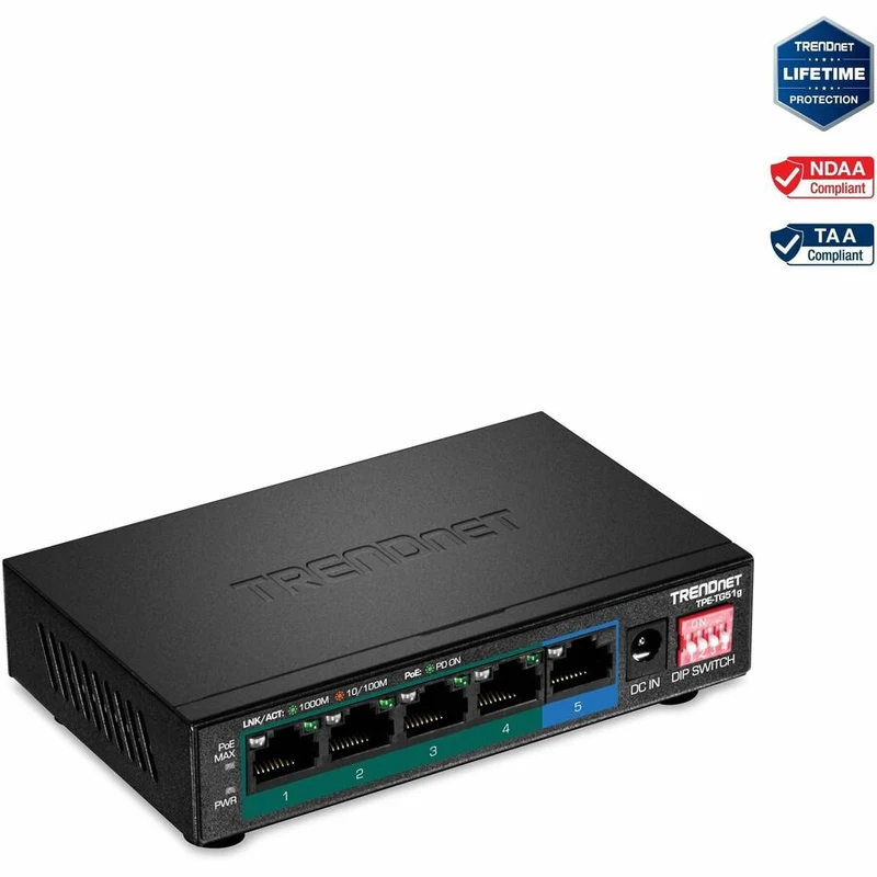 Switch de Red TRENDnet 5-Port Gigabit PoE+ Switch, TPE-TG51G