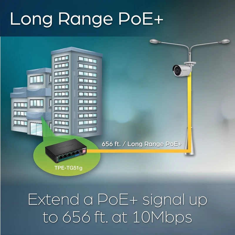 Switch de Red TRENDnet 5-Port Gigabit PoE+ Switch, TPE-TG51G