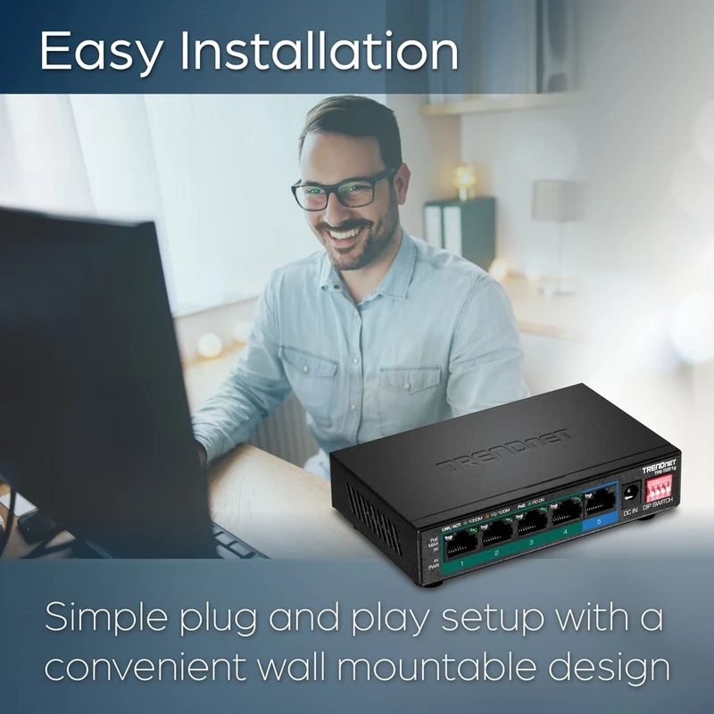 Switch de Red TRENDnet 5-Port Gigabit PoE+ Switch, TPE-TG51G