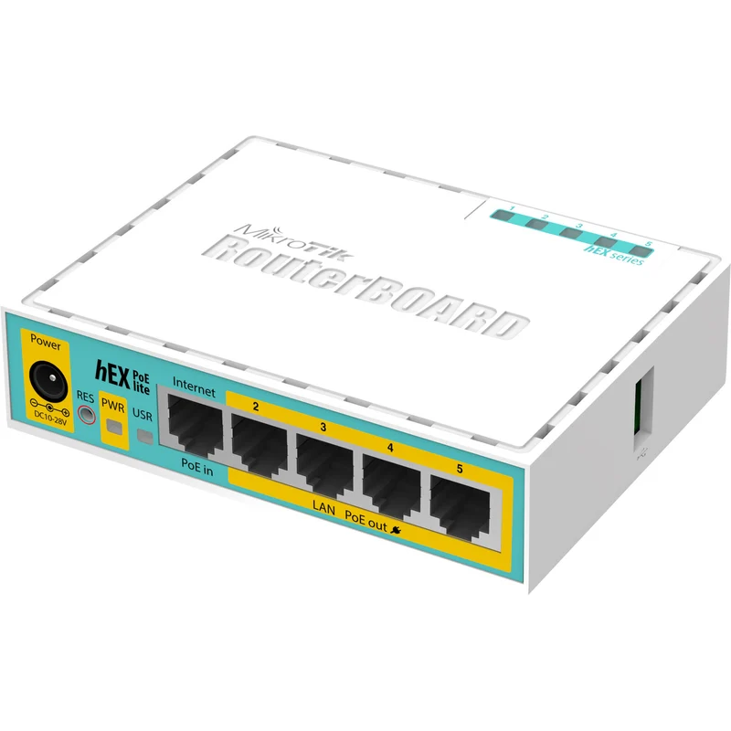 Router MikroTik hEX PoE lite 4-Port 100Mb Passive PoE Wired Router