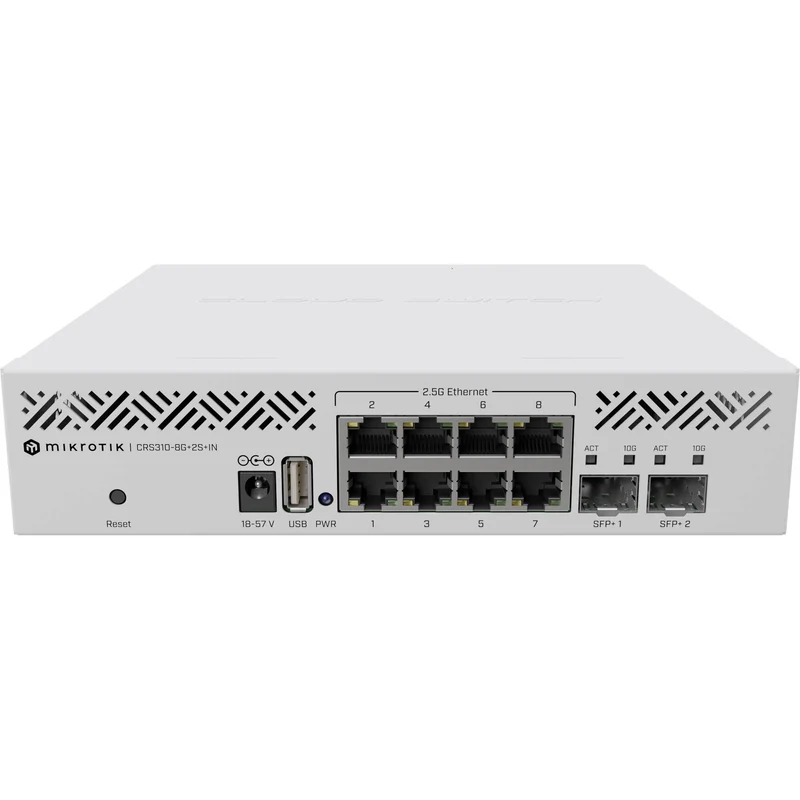Switch de Red MikroTik CRS310-8G+2S+IN 8-Port 2.5G Managed Network Switch with SFP+