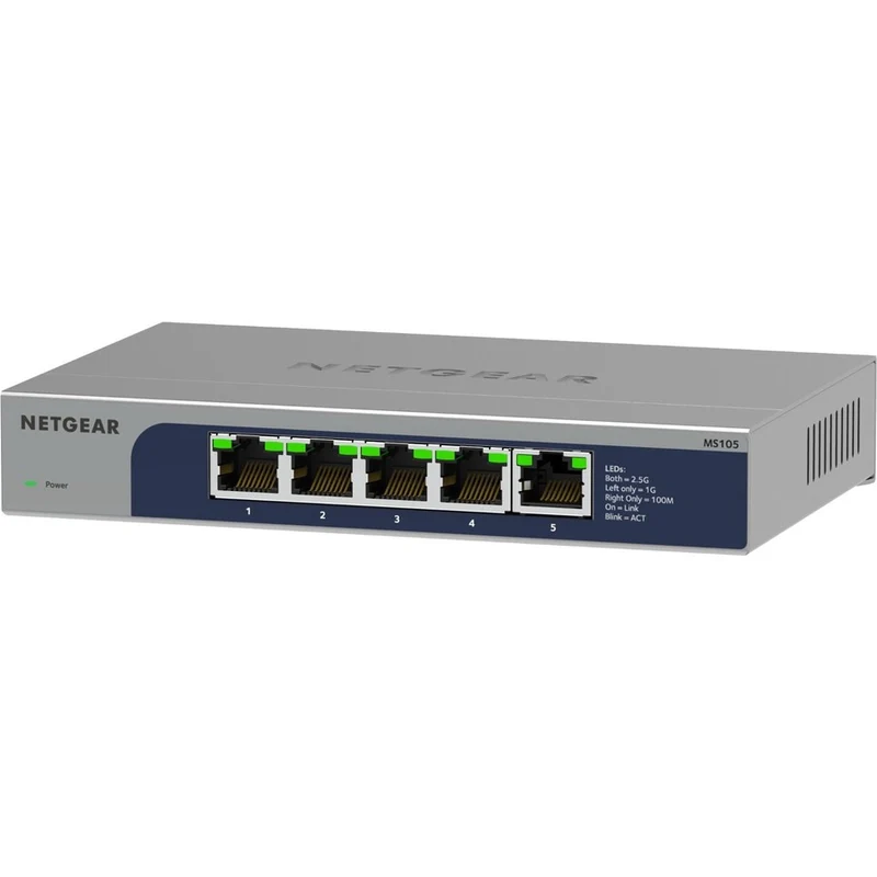 Switch de Red Netgear 5-Port Multi-Gigabit (2.5G) Ethernet Unmanaged Switch, MS105-100NAS