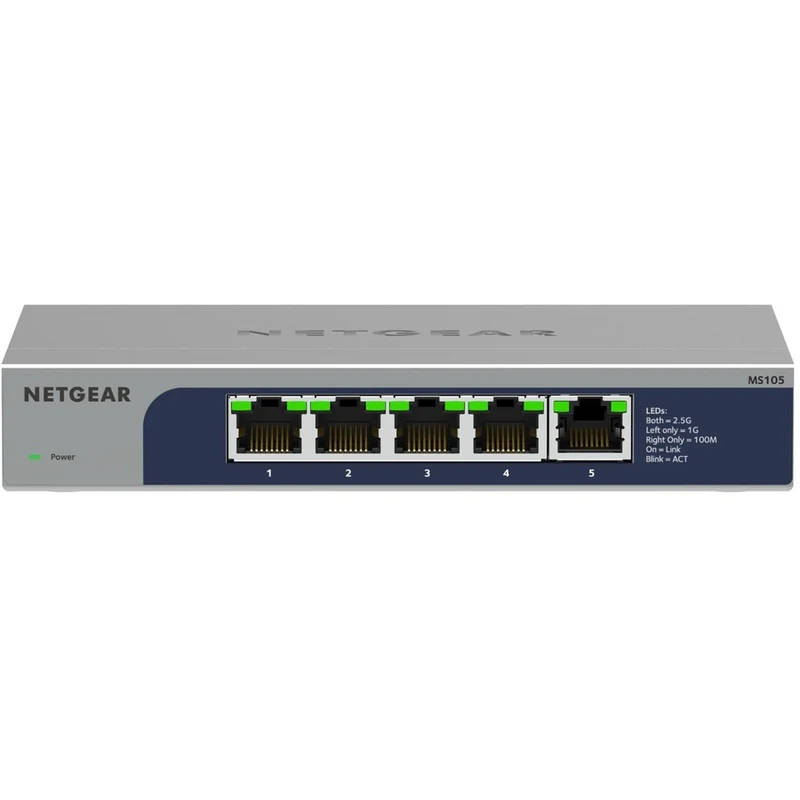 Switch de Red Netgear 5-Port Multi-Gigabit (2.5G) Ethernet Unmanaged Switch, MS105-100NAS