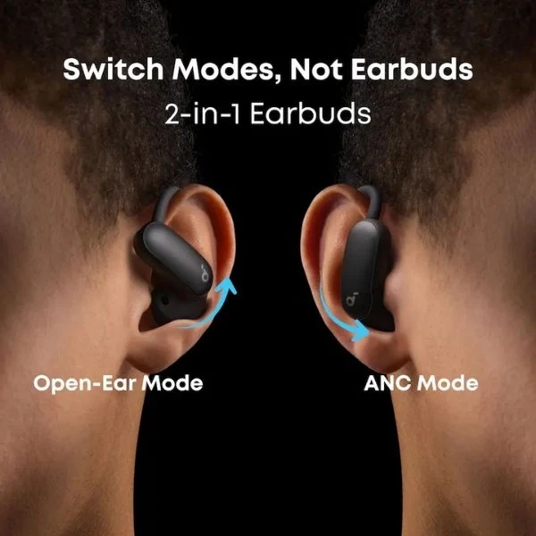 Audífonos Anker Soundcore AeroFit 2 Pro True Wireless Bluetooth Open-Ear con Cancelación Activa de Ruido - Negro
