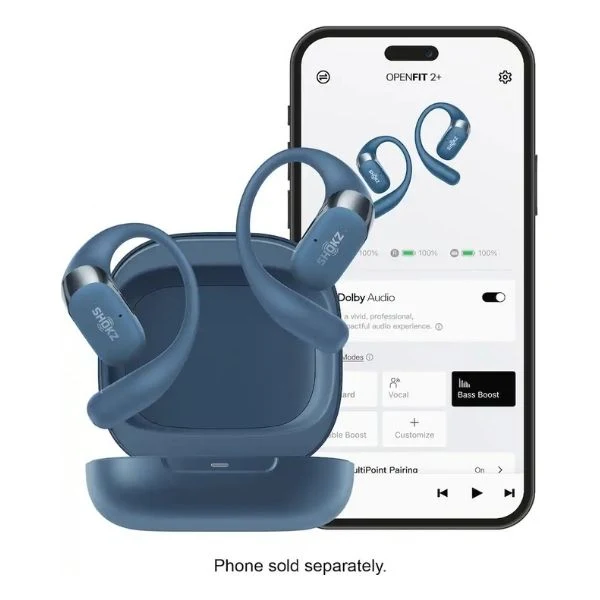 Audífonos Shokz OpenFit 2+ True Wireless Bluetooth Open-Ear con Dolby Audio - Azul Piedra